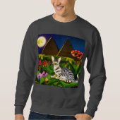 Egyptische Mau Cat in een Midnight Garden Trui (Voorkant)