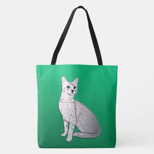 Egyptische Mau Cat over Jade Green Tote Bag (Voorkant)