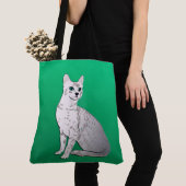 Egyptische Mau Cat over Jade Green Tote Bag (Dichtbij)