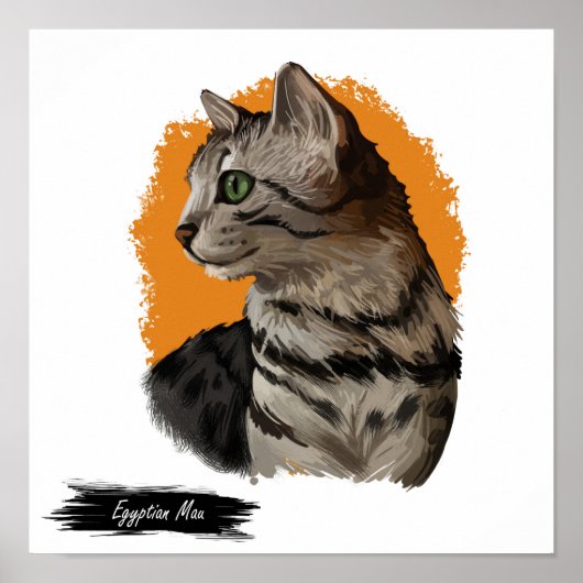 Egyptische Mau Cat Print |Kat-wanddruk (Voorkant)