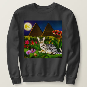 Egyptische Mau-kat in een middernachtelijke tuin Trui