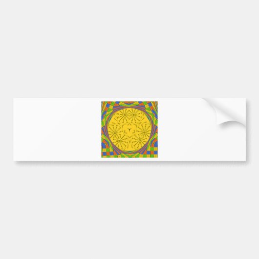 Egyptische Motif Art Print Geruit Lijst Design Bumpersticker (Voorkant)