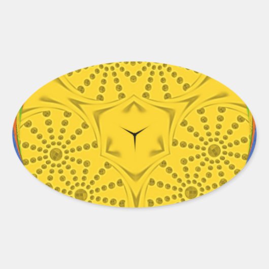 Egyptische Motif Art Print Geruit Lijst Design Ovale Sticker (Voorkant)