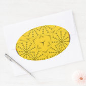 Egyptische Motif Art Print Geruit Lijst Design Ovale Sticker (Envelop)