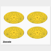 Egyptische Motif Art Print Geruit Lijst Design Ovale Sticker (Vel)