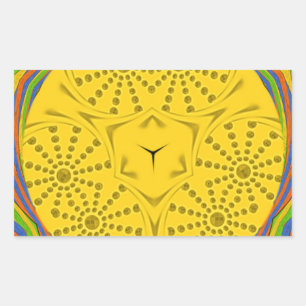 Egyptische Motif Art Print Geruit Lijst Design Rechthoekige Sticker