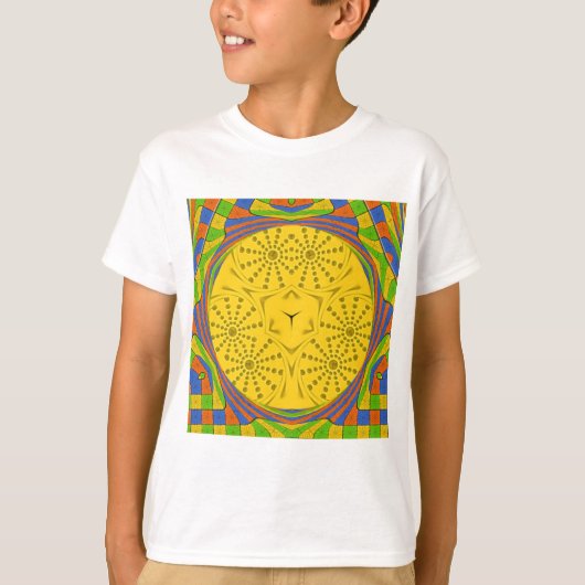 Egyptische Motif Art Print Geruit Lijst Design T-shirt (Voorkant)