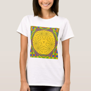 Egyptische Motif Art Print Geruit Lijst Design T-shirt