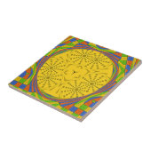 Egyptische Motif Art Print Geruit Lijst Design Tegeltje (Zijkant)