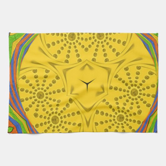 Egyptische Motif Art Print Geruit Lijst Design Theedoek (Horizontaal)