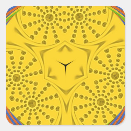 Egyptische Motif Art Print Geruit Lijst Design Vierkante Sticker (Voorkant)