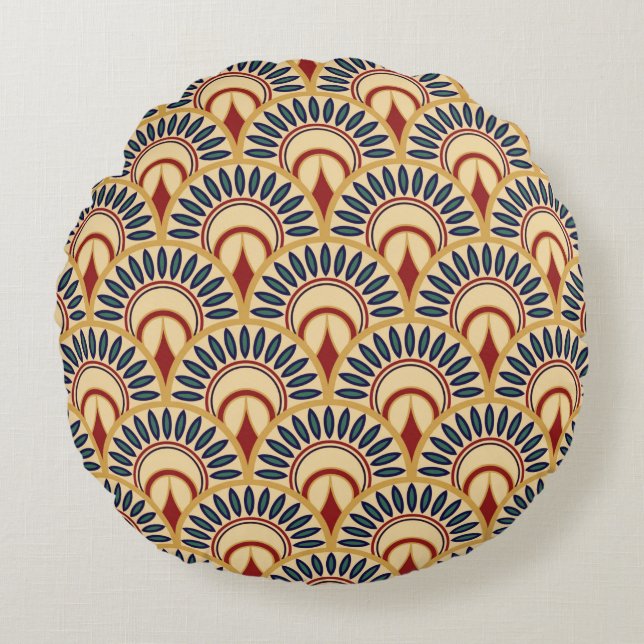 Egyptische Motif Fish Scaless Pattern Rond Kussen (Voorkant)