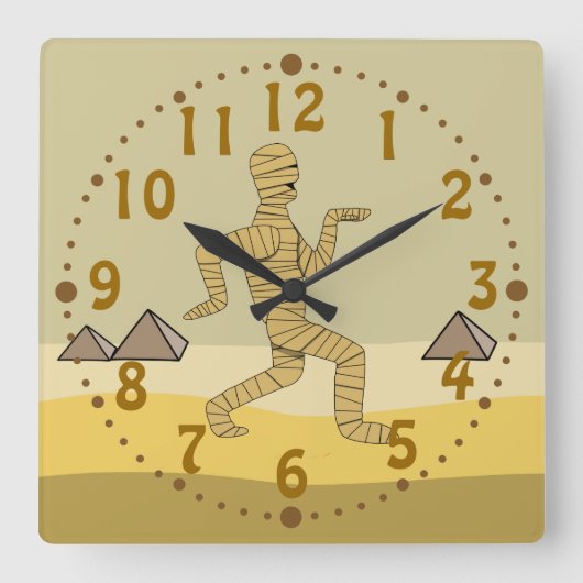Egyptische Mummy Pyramids Halloween Custom Clock Vierkante Klok (Voorkant)