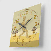 Egyptische Mummy Pyramids Halloween Custom Clock Vierkante Klok (Hoek)