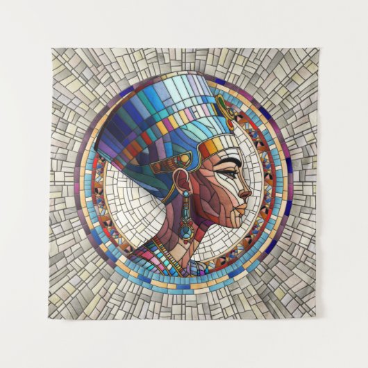 Egyptische Nefertiti - Mozaïek kunst Wandkleed (Voorkant)