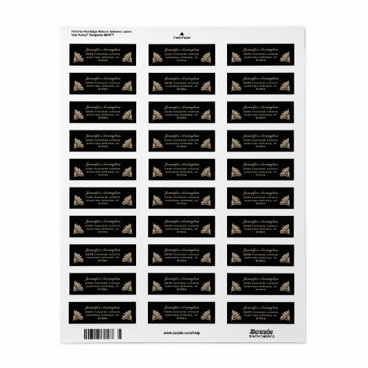 Egyptische Nouveau Bruiloft Labels (Goud & Zwart)  (Full Sheet)