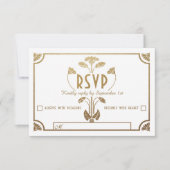 Egyptische Nouveau Bruiloft RSVP Kaarten (Goud & W (Voorkant)