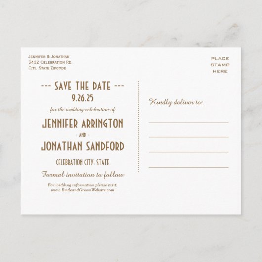 Egyptische nouveau bruiloft Save the Date Briefkaa Aankondigingskaart (Achterkant)