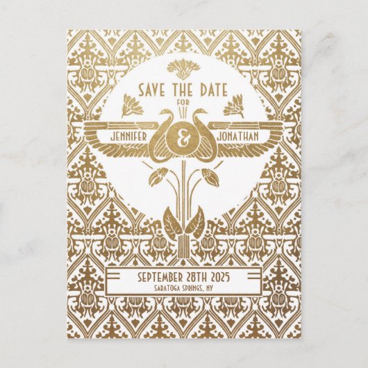 Egyptische nouveau bruiloft Save the Date Briefkaa Aankondigingskaart (Voorkant)