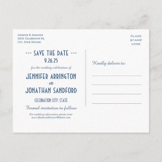 Egyptische nouveau bruiloft Save the Date Briefkaa Aankondigingskaart (Achterkant)