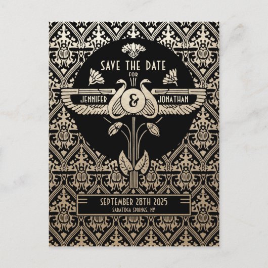 Egyptische nouveau bruiloft Save the Date Briefkaa Aankondigingskaart (Voorkant)