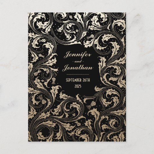 Egyptische nouveau bruiloft Save the Date Briefkaa Aankondigingskaart (Voorkant)