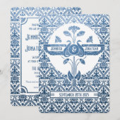 Egyptische nouveau bruiloft uitnodigingen - Blauwe (Voorkant / Achterkant)