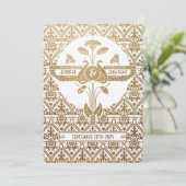 Egyptische nouveau bruiloft uitnodigingen goud & w (Staand voorkant)