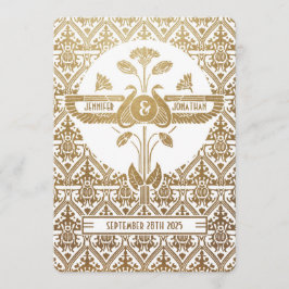 Egyptische nouveau bruiloft uitnodigingen goud & w