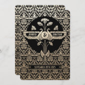 Egyptische nouveau bruiloft uitnodigingen goud & z (Voorkant / Achterkant)