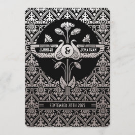 Egyptische nouveau bruiloft uitnodigingen zilveren