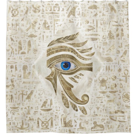 Egyptische ogen voor paarden - Goud en parels Douchegordijn (Voorkant)