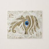 Egyptische ogen voor paarden - Goud en parels Legpuzzel (Horizontaal)