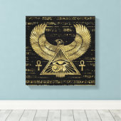 Egyptische ogen voor paarden - Wadjet Gold en Blac Canvas Afdruk (Insitu (Houten vloer))