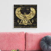 Egyptische ogen voor paarden - Wadjet Gold en Blac Canvas Afdruk (Insitu (Woonkamer))