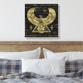 Egyptische ogen voor paarden - Wadjet Gold en Blac Canvas Afdruk (Insitu (Slaapkamer))