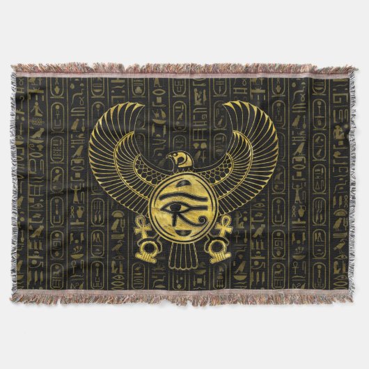 Egyptische ogen voor paarden - Wadjet Gold en Blac Deken (Voorkant)