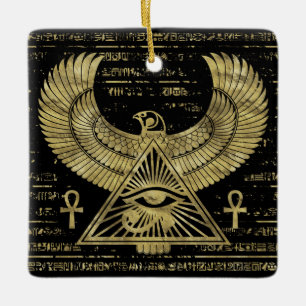 Egyptische ogen voor paarden - Wadjet Gold en Blac Keramisch Ornament