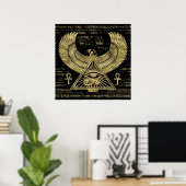 Egyptische ogen voor paarden - Wadjet Gold en Blac Poster (Thuiskantoor)