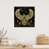 Egyptische ogen voor paarden - Wadjet Gold en Blac Poster (Keuken)