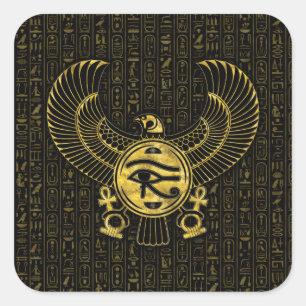 Egyptische ogen voor paarden - Wadjet Gold en Blac Vierkante Sticker
