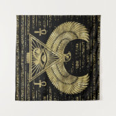 Egyptische ogen voor paarden - Wadjet Gold en Blac Wandkleed (Voorkant (horizontaal))