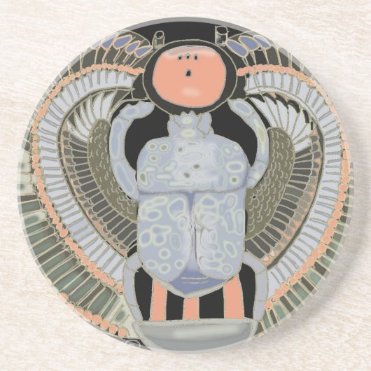 Egyptische Pastel gekleurde Scarab kever Zandsteen Onderzetter (Voorkant)