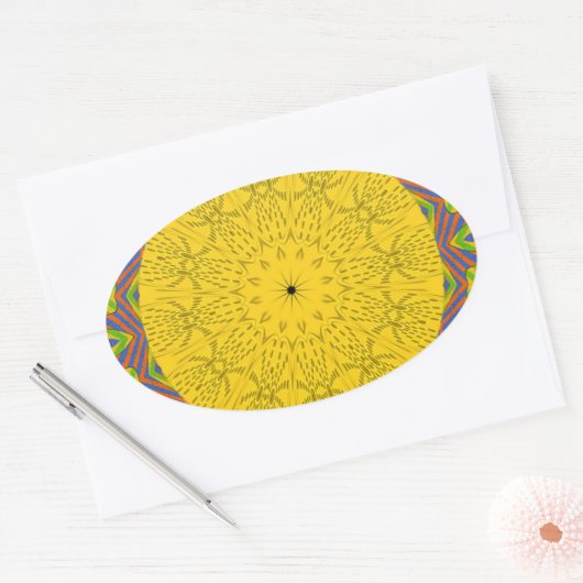 Egyptische Patroon Art Print Ovale Sticker (Envelop)