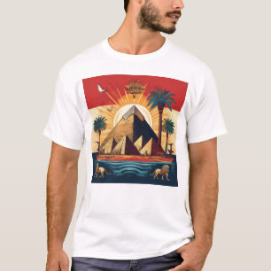 Egyptische Piramide Kunst met Zon en Cultureel Ele T-shirt