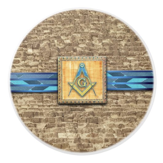 Egyptische piramide Square Compass Keramische Knop (Voorkant)