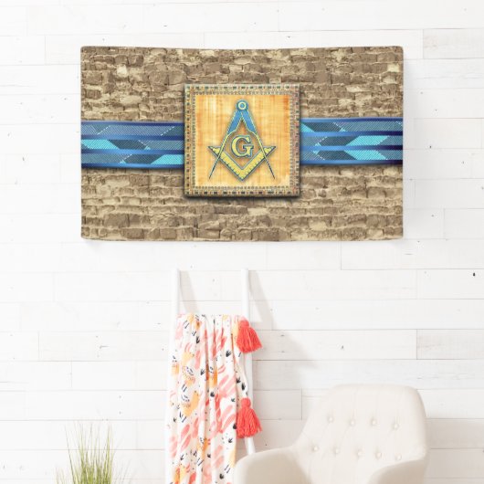 Egyptische piramide Square Compass Spandoek (Insitu)