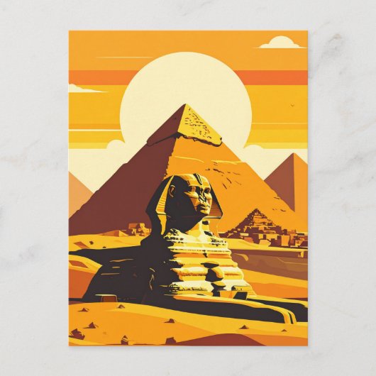 Egyptische piramides en Sfinx Vintage Briefkaart (Voorkant)