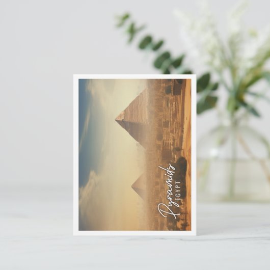 Egyptische piramides van Gizeh bij zonsondergang C Briefkaart (Staand voorkant)