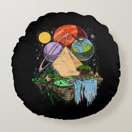 Egyptische piramids Space Aliens ancient complot Rond Kussen (Voorkant)